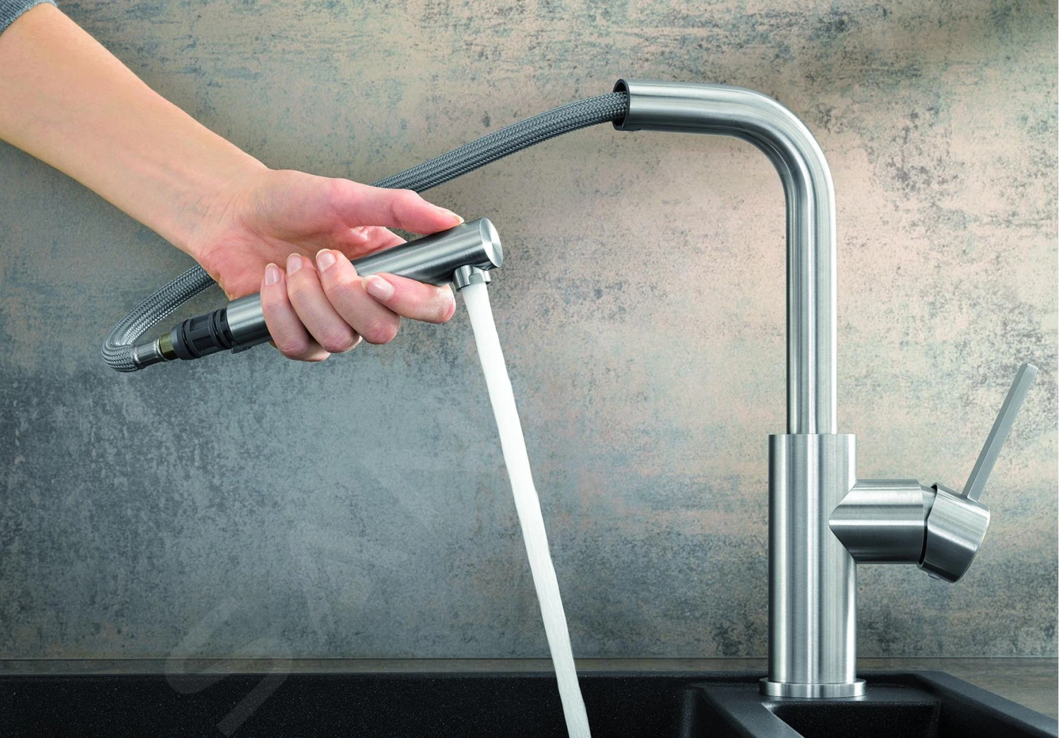 Blanco Lanora S-F - Keukenraan Met Uittrekbare Sproeikop, Neerklapbaar, Geborsteld Rvs 526180 - Afbeelding 4