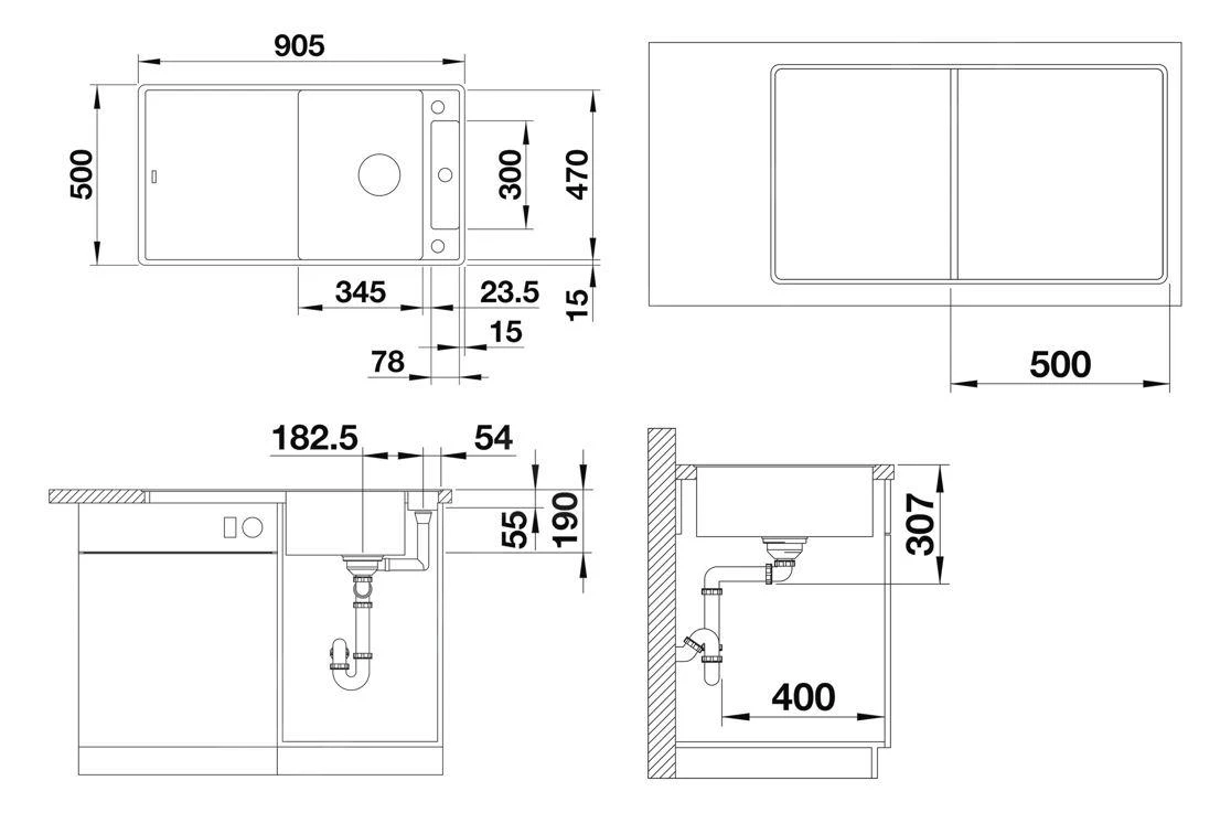 Blanco Axia III 5 - Silgranit Spoelbak, 905x500 Mm, Met Toebehoren, InFino, Zacht Wit 527041 - Afbeelding 2