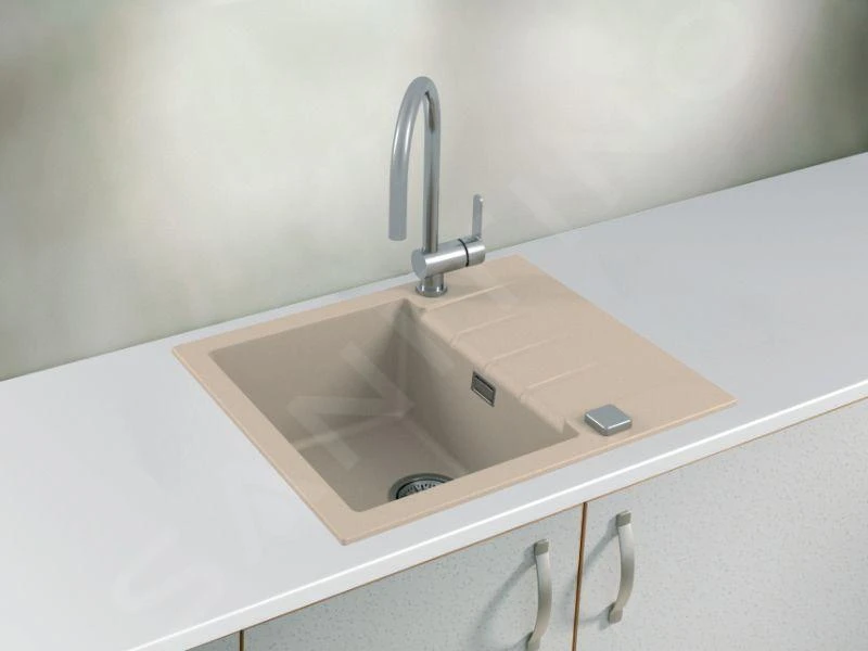 Alveus Cadit - Granieten Spoelbak 590x500 Mm, Met Draaiknopbediening, Terra 1132018 - Afbeelding 4