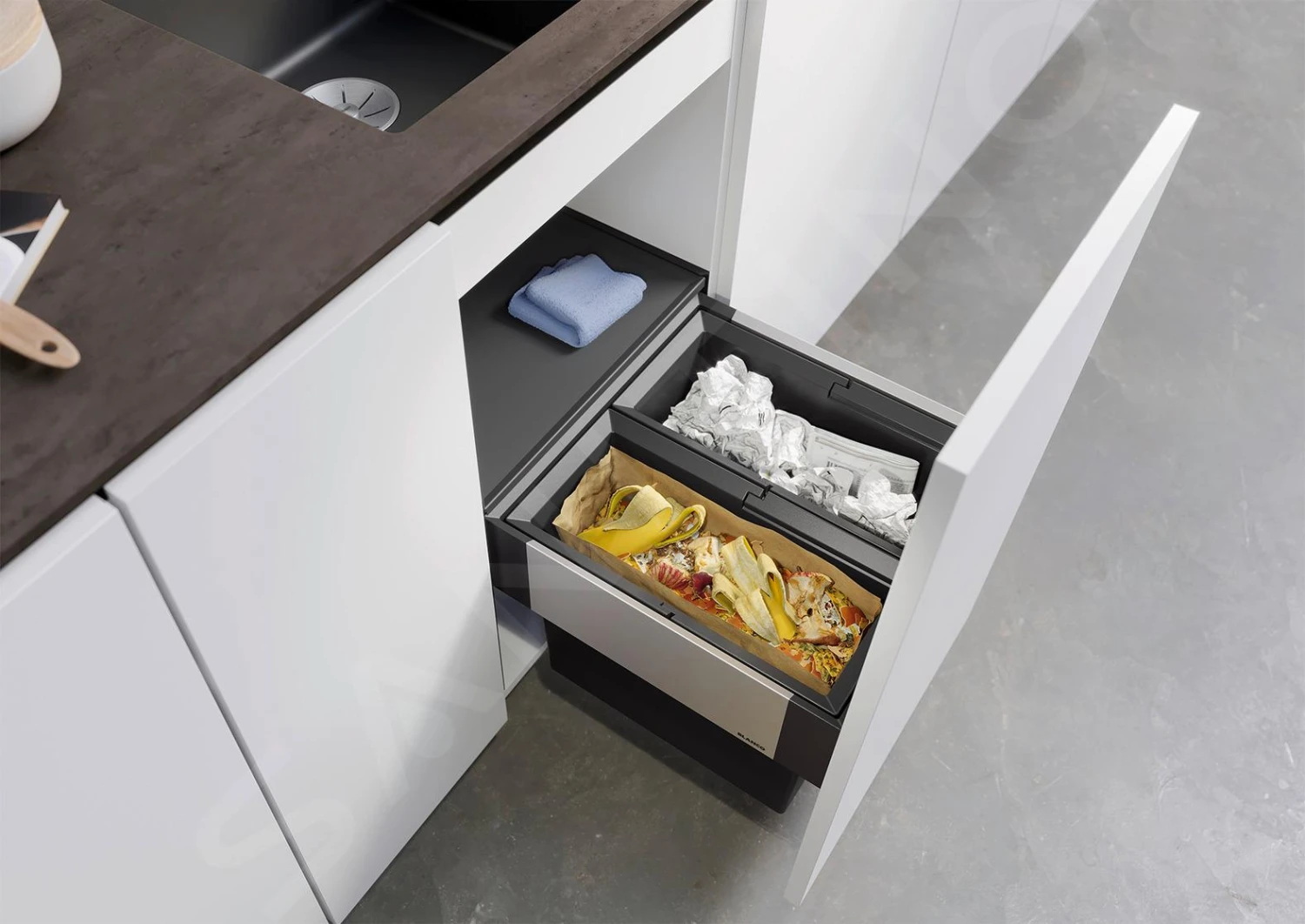 Blanco Select - Inbouw Afvalemmer, Met Scheidingswand, Inhoud 38 L 526201 - Afbeelding 3