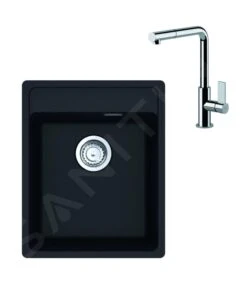Franke Sets - Set G243, Fragraniet Spoelbak MRG 610-37 RTL En Keukenkraan FN 7394.031, Onyx/chroom 114.0675.652