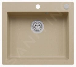 Alveus Cortina - Granieten Spoelbak 570x500 Mm, Met Draaiknopbediening, Beige 1133446