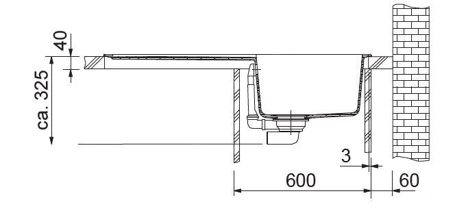 Franke Basis - Fragraniet Spoelbak BFG 611, 970x500 Mm, Mat Zwart 114.0661.511 - Afbeelding 3