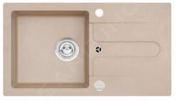 Alveus Cortina - Granieten Spoelbak 750x420 Mm, Met Draaiknopbediening, Beige 1703055