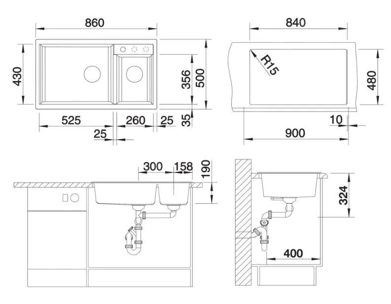 Blanco Metra 9 - Silgranit Spoelbak, 860x500 Mm, Wit 513269 - Afbeelding 2