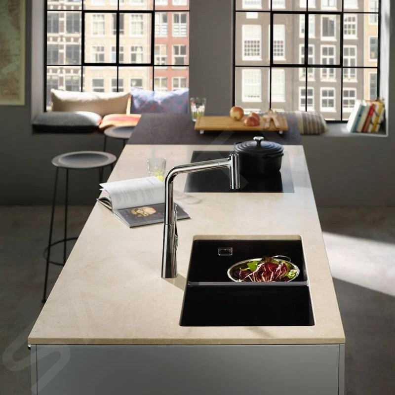 Hansgrohe Spoelbakken - Onderbouwspoelbak Graniet S510-U770, Zwart Grafiet 43434170 - Afbeelding 6