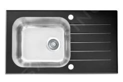 Alveus Altone - Spoelbak 780x435 Mm, Met Draaiknopbediening, Zwart Glas/rvs 1114558