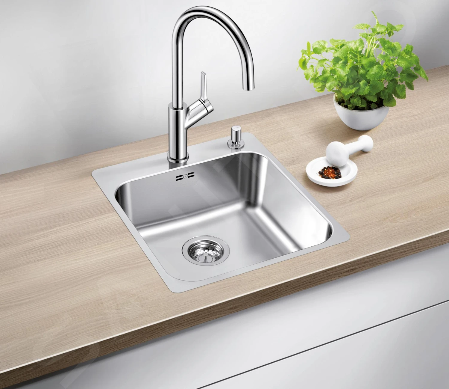 Blanco Supra 500 - Spoelbak, 540x500 Mm, Met Draaiknopbediening, Geborsteld Rvs 526355 - Afbeelding 4