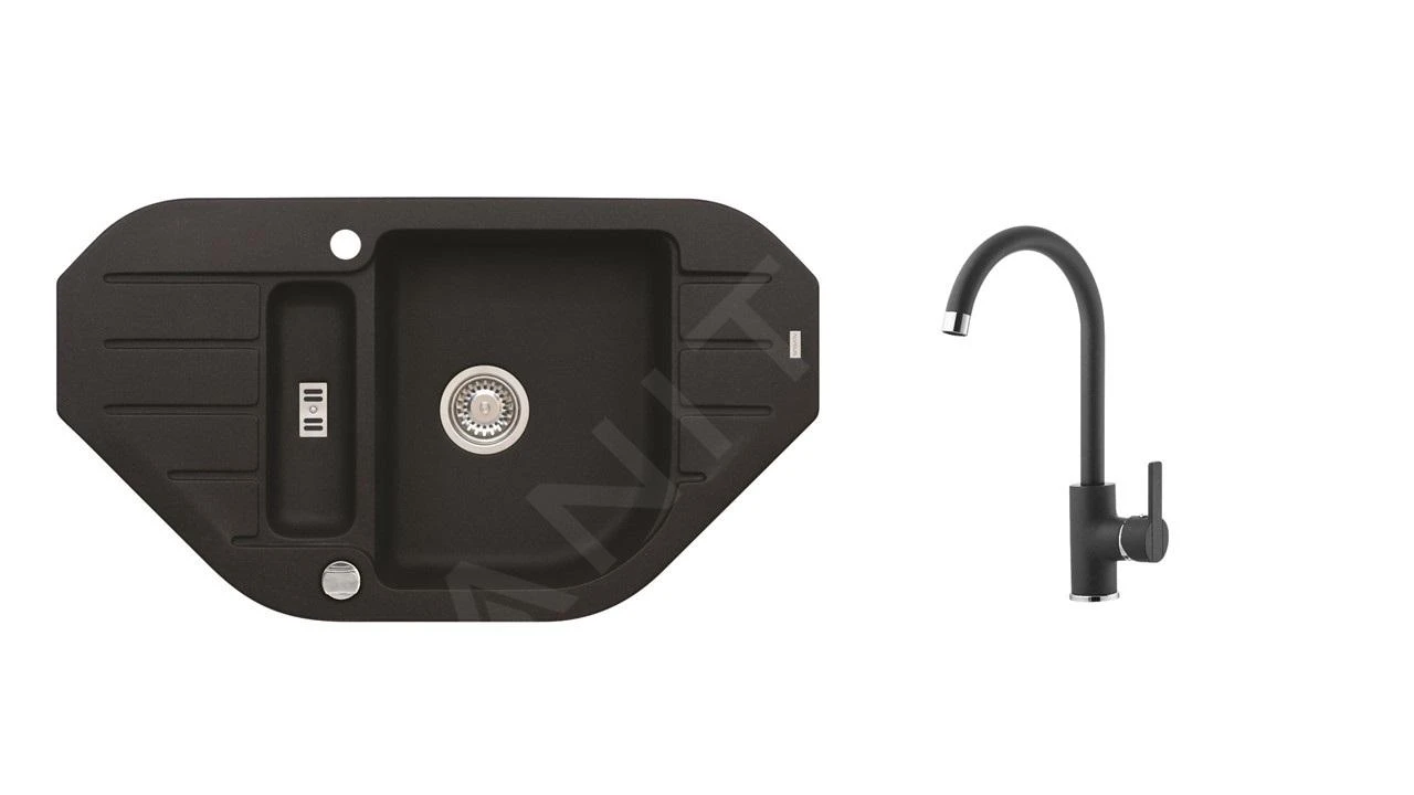 Alveus Sets - Set Spoelbak Niagara 60 En Keukenkraan Tonia, Carbon SETA166