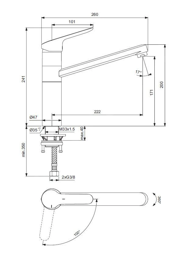 Ideal Standard CeraFlex - Keukenkraan Met Hoge Uitloop, BlueStart, Chroom BC135AA - Afbeelding 2