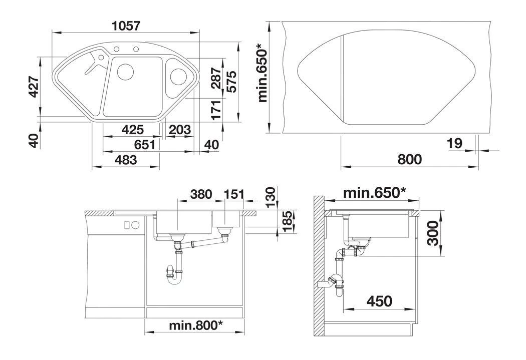 Blanco Delta II - Silgranit Spoelbak, 1057x575 Mm, Met Afvoerbediening En Toebehoren, InFino, Zacht Wit 527055 - Afbeelding 2