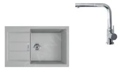 Franke Sets - Set T88, Tectonite Spoelbak S2D 611-78 XL En Keukenkraan FN 0147.031, Grijs/chroom 143.0618.744