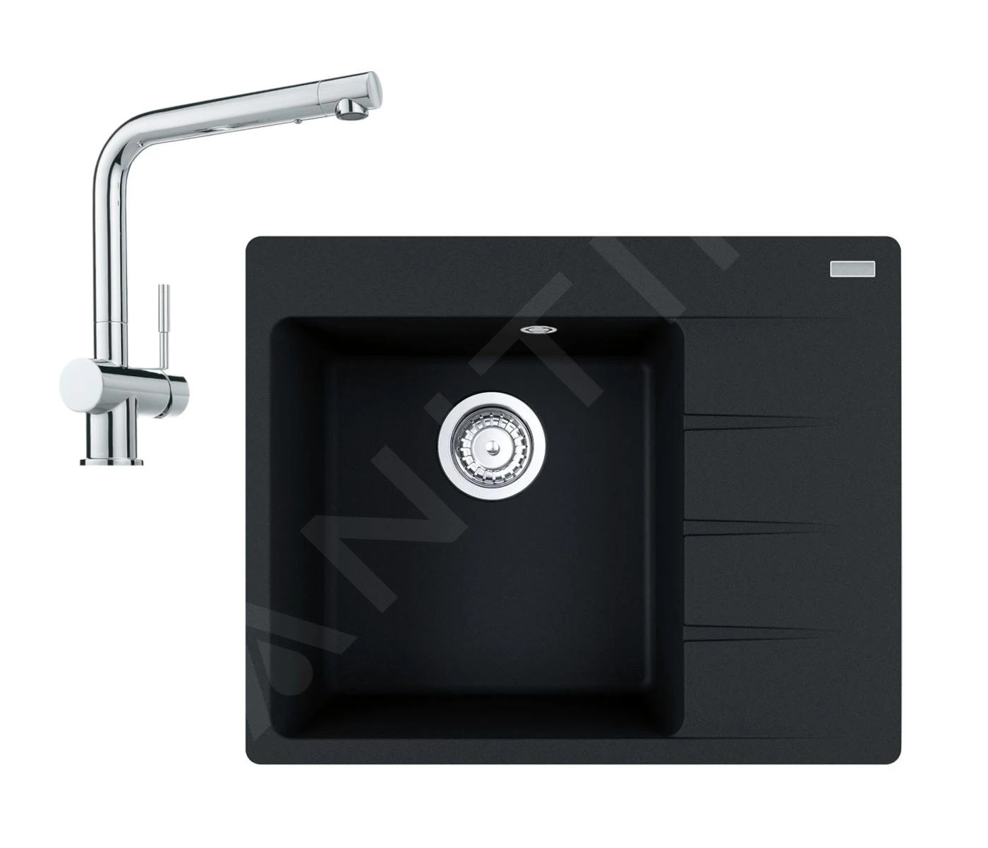 Franke Sets - Set G212, Fragraniet Spoelbak CNG 611-62 TL/2 En Keukenkraan Samoa, Onyx/chroom 114.0650.742