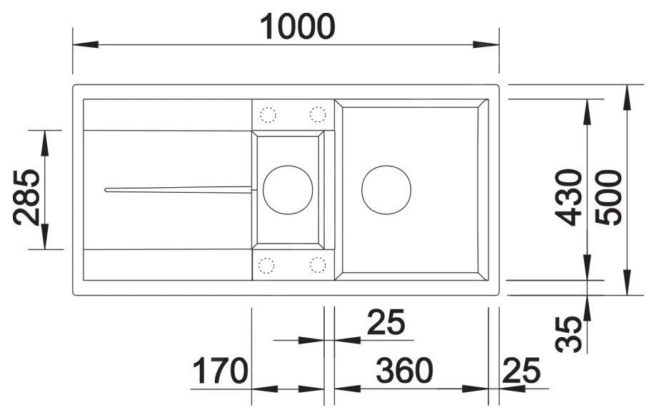 Blanco Metra 6 - Silgranit Spoelbak, 1000x500 Mm, Antraciet 513230 - Afbeelding 2