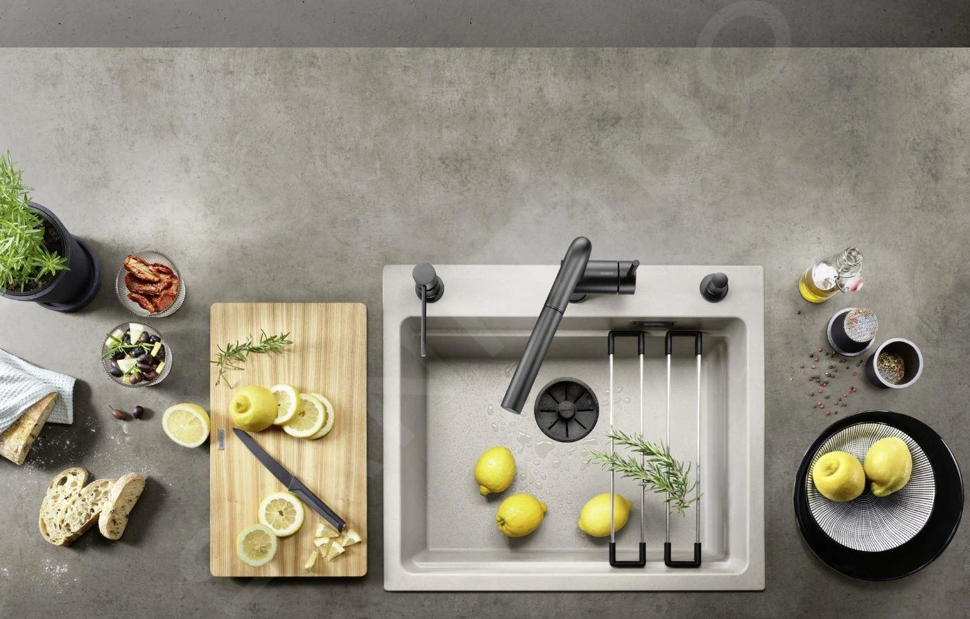 Blanco Etagon 6 - Silgranit Spoelbak, 600x510 Mm, Met Toebehoren, InFino, Zacht Wit 527076 - Afbeelding 3