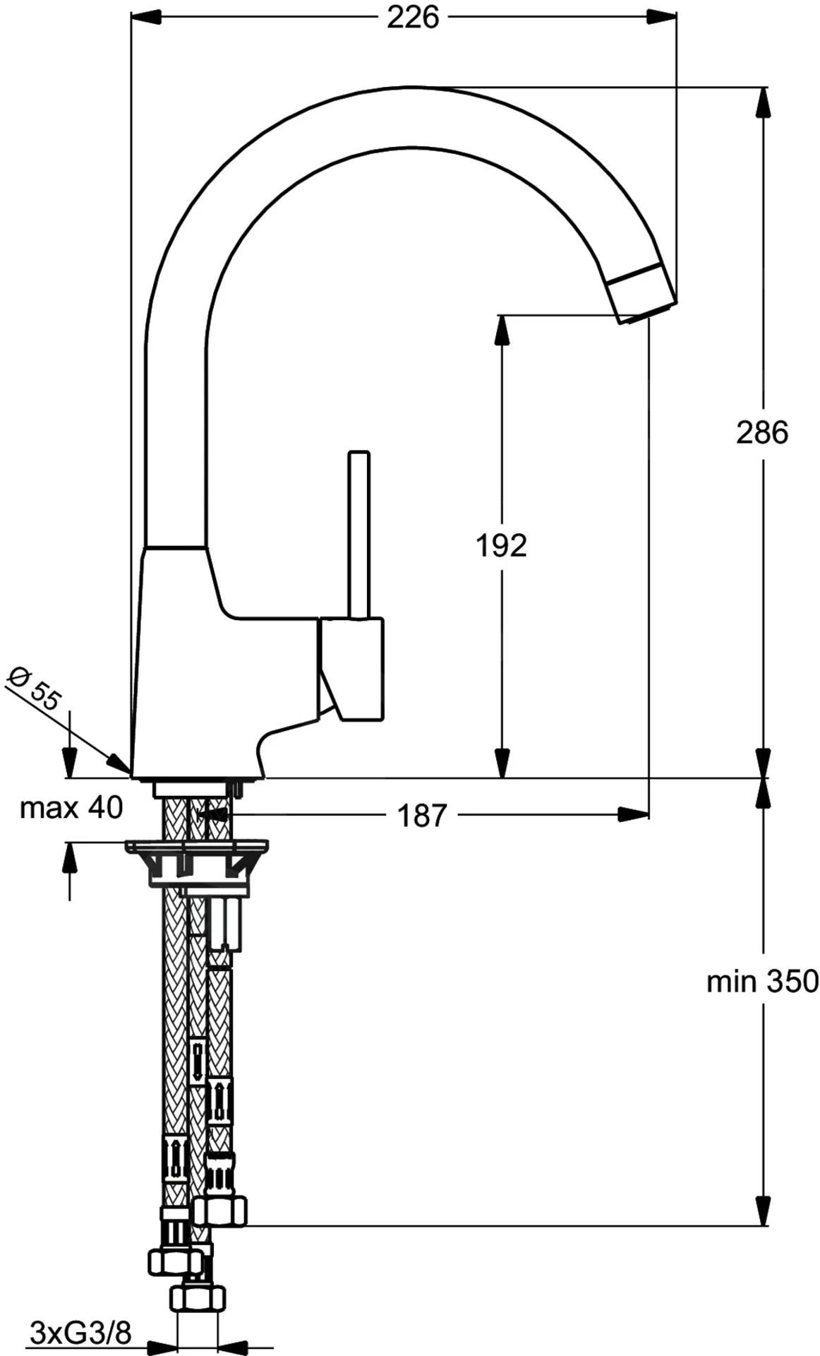 Ideal Standard Nora - Keukenkraan, Chroom B9329AA - Afbeelding 2