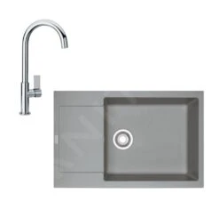 Franke Sets - Keukenset G169, Fragraniet Spoelbak MRG 611-78 BB En Keukenkraan FP 0408.031, Grijze Steen/chroom 114.0587.961