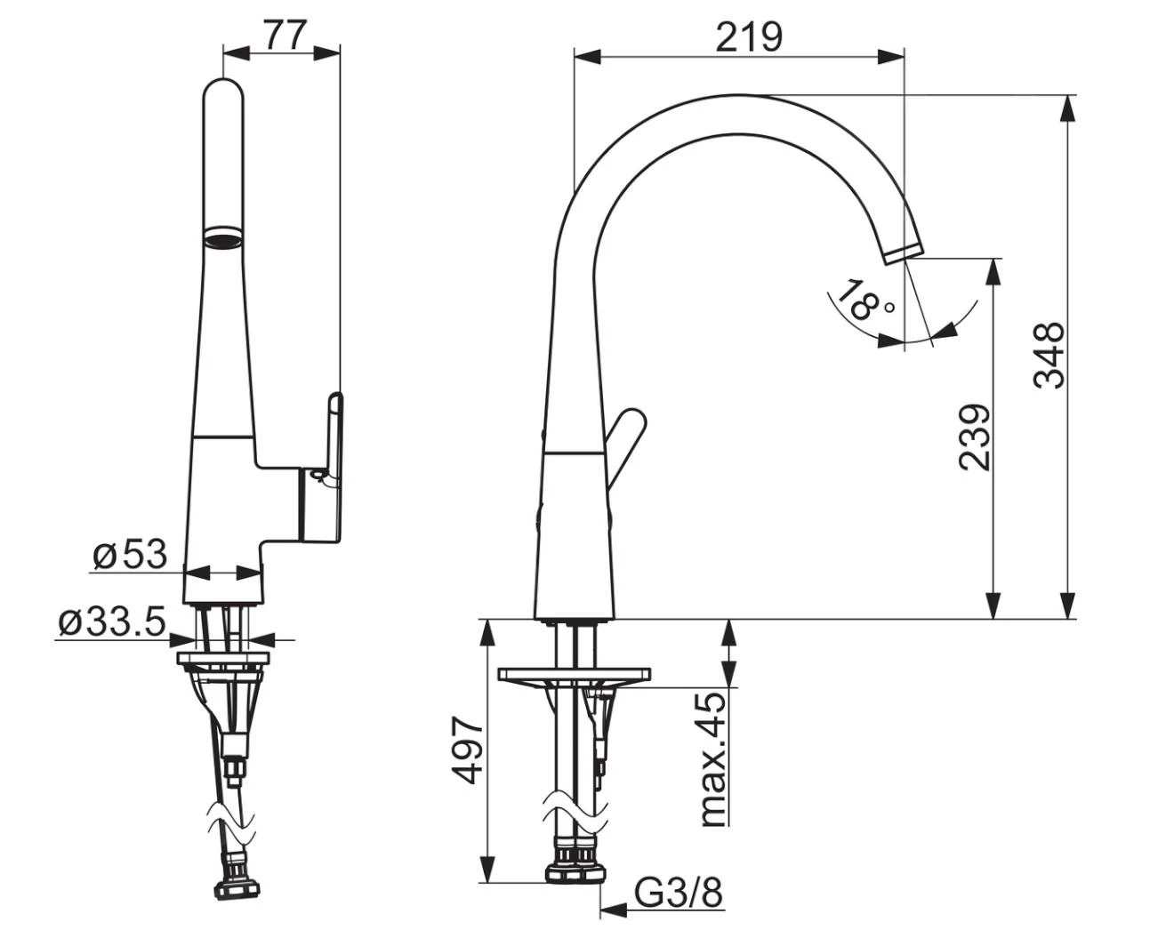 Hansa Designo - Keukenkraan, Chroom 51012283 - Afbeelding 2