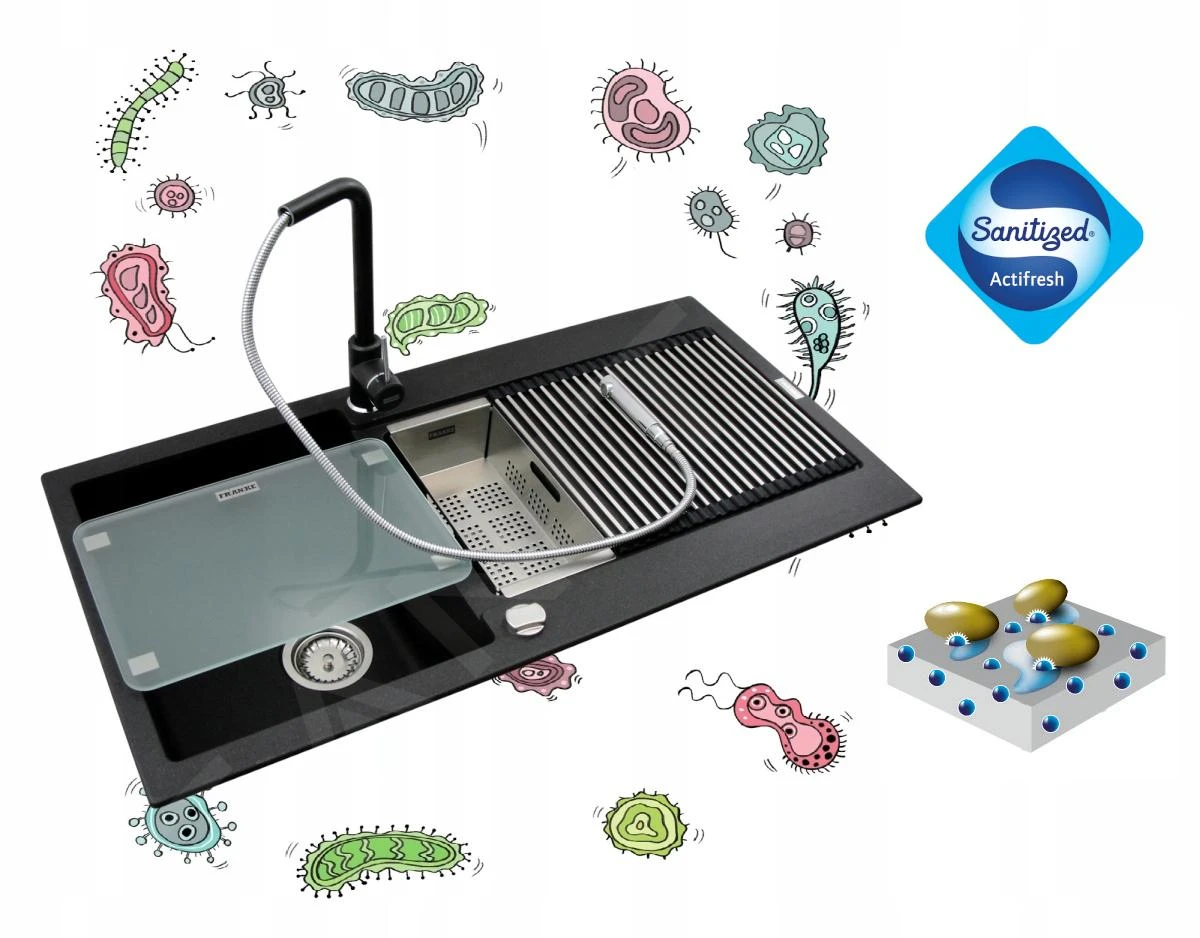 Franke Sets - Keukenset G75, Fragraniet Spoelbak MRG 611-78 BB, Onyx + Samoa Kraan, Chroom 114.0365.425 - Afbeelding 5