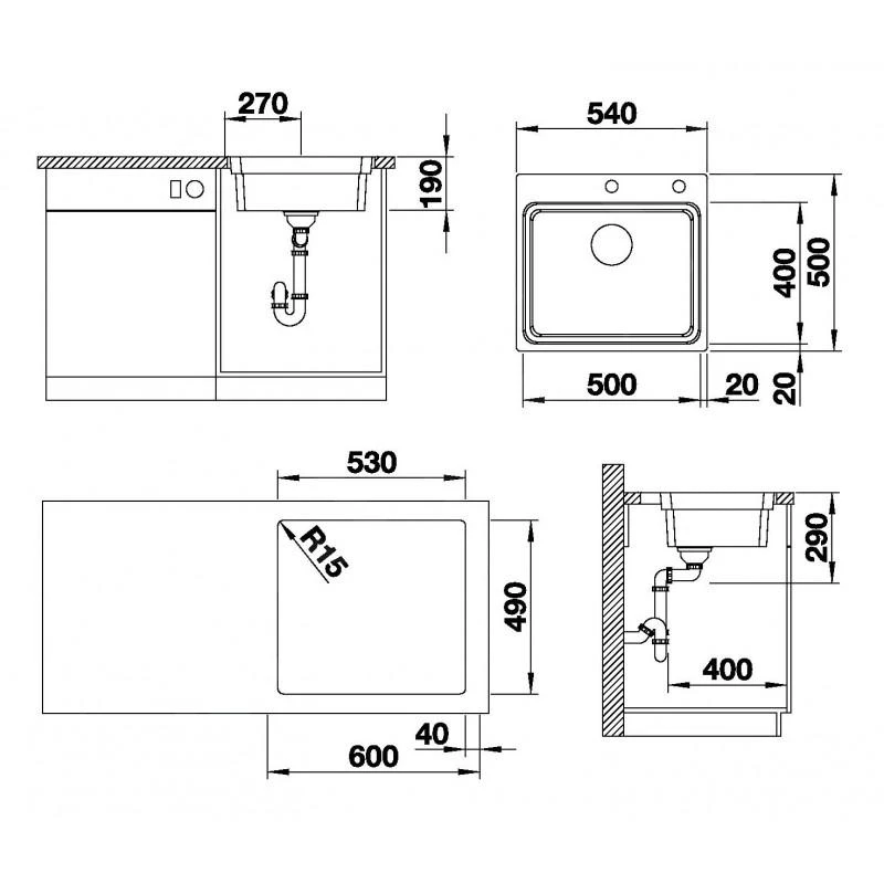 Blanco Etagon 500 - Spoelbak, 540x500 Mm, Met Verschillende Niveaus, InFino, Rvs 521748 - Afbeelding 2