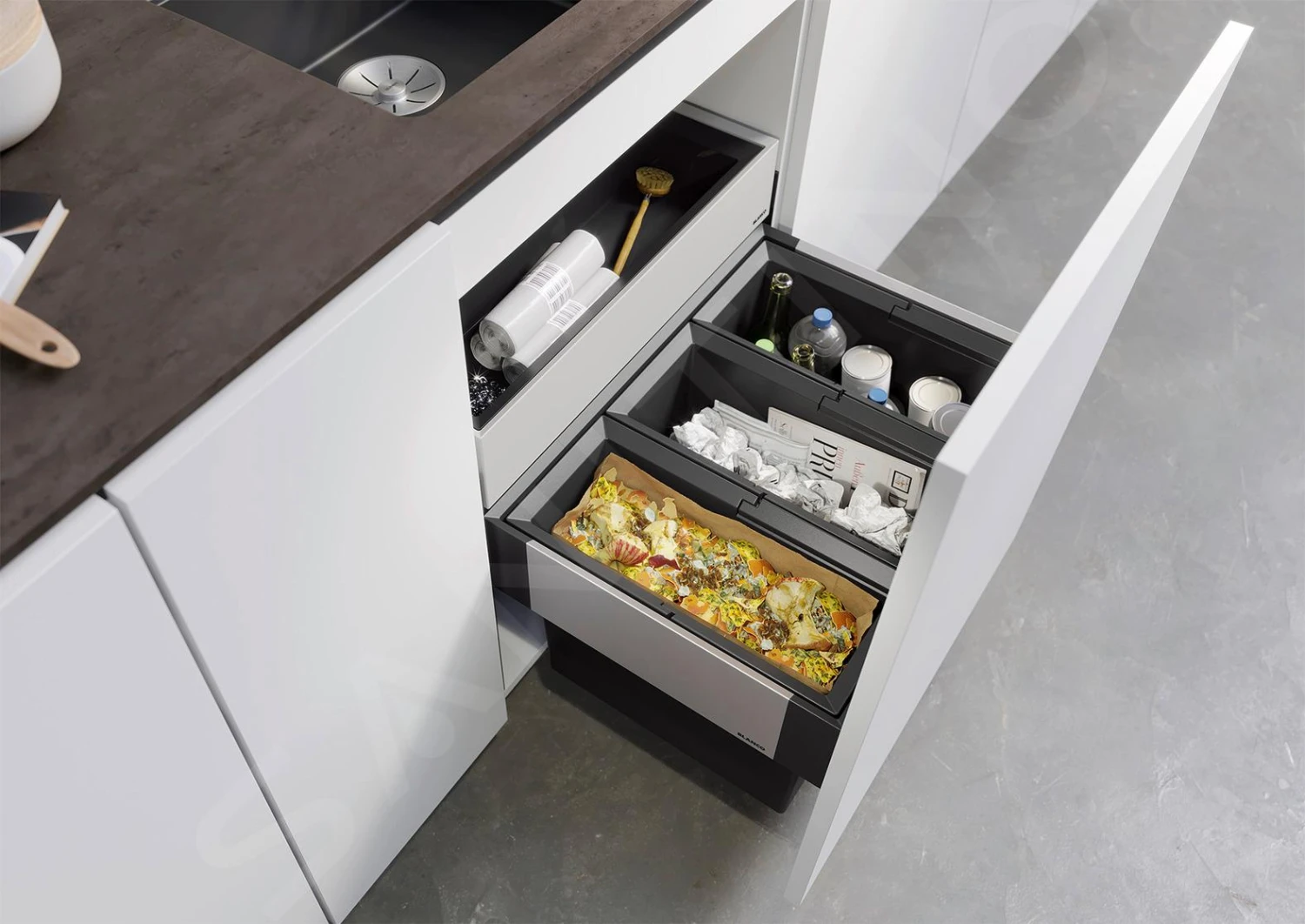 Blanco Select - Inbouw Afvalemmer, Met Scheidingswand, 45 L 526209 - Afbeelding 4