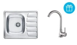 Alveus Sets - Set Spoelbak Zoom 10, Keukenkraan Karina + Cadeau, Chroom SETA267