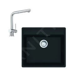 Franke Sets - Set G246, Fragraniet Spoelbak MRG 610-52 RTL En Keukenkraan Samoa, Onyx/chroom 114.0675.609