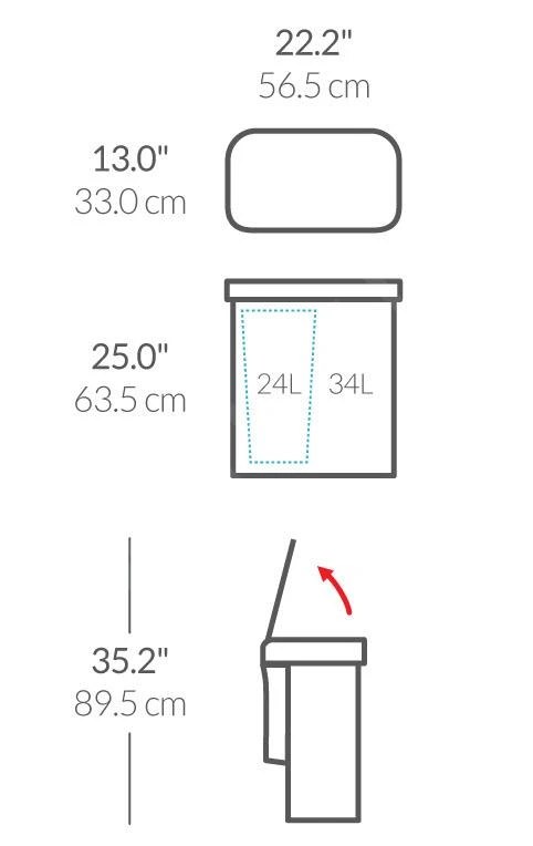 Simplehuman Afvalemmers - Afvalemmer Met Spraak- En Bewegingssensor En Twee Compartimenten, 58 L, Gebrosteld Rvs ST2036 - Afbeelding 2