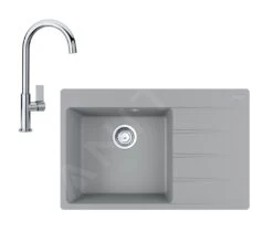 Franke Sets - Set G218, Fragraniet Spoelbak CNG 611-78 TL/2 En Keukenkraan FP 0408.031, Grijze Steen/chroom 114.0650.817