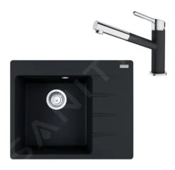 Franke Sets - Set G215, Fragraniet Spoelbak CNG 611-62 TL/2 En Keukenkraan FC 3055.901, Mat Zwart/chroom 114.0675.669