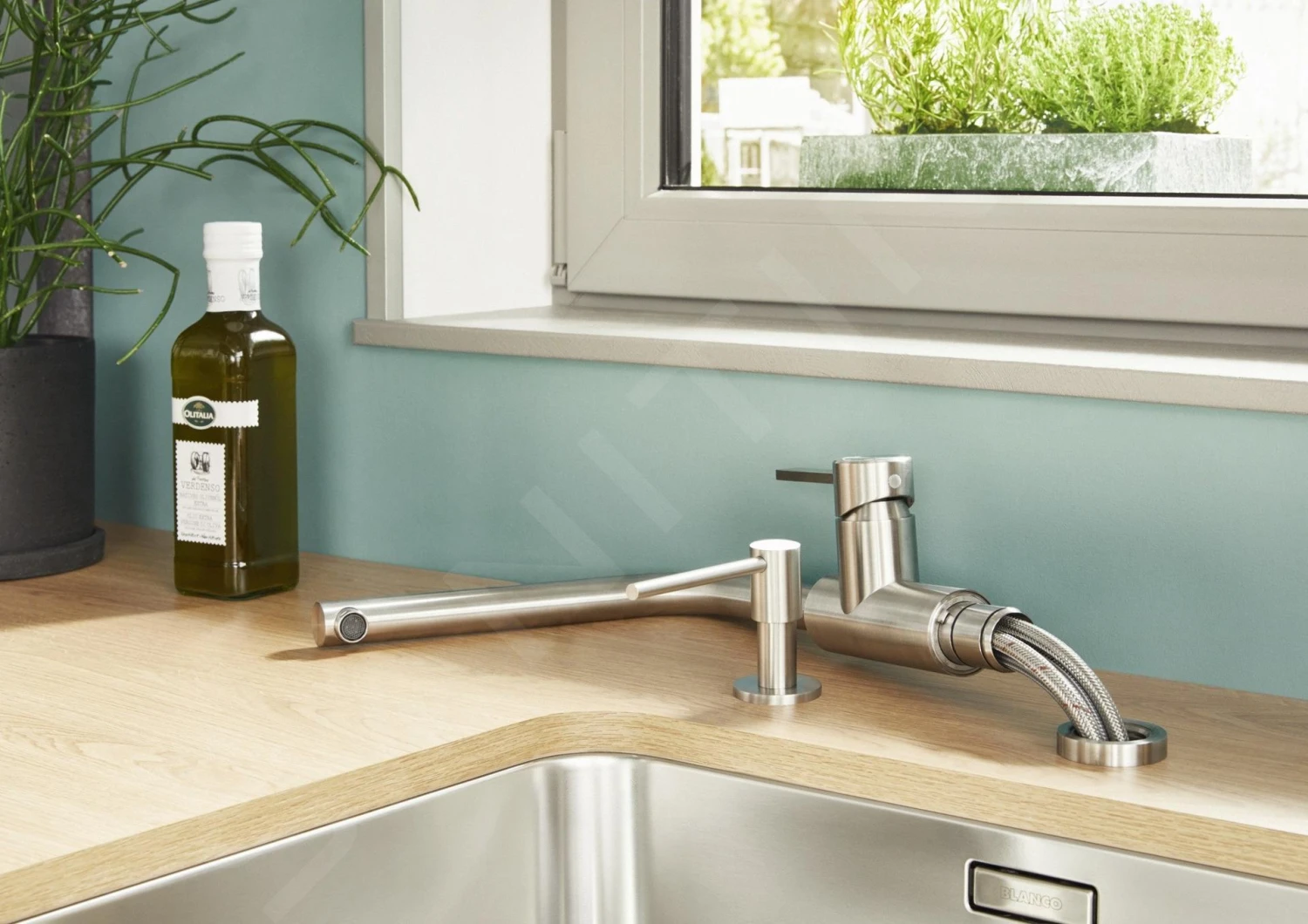 Blanco Lanora F - Keukenkraan, Neerklapbaar, Geborsteld Rvs 526181 - Afbeelding 4