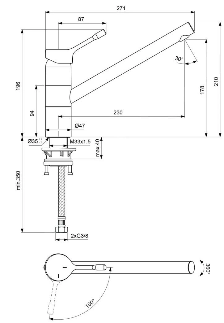 Ideal Standard Ceralook - Keukenkraan, BlueStart, Rvs BC295GN - Afbeelding 2