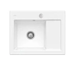 Villeroy & Boch Subway 45 - Keramische Spoelbak 65x51 Cm, Excentrische Bediening, CeramicPlus, Stone White 331202RW