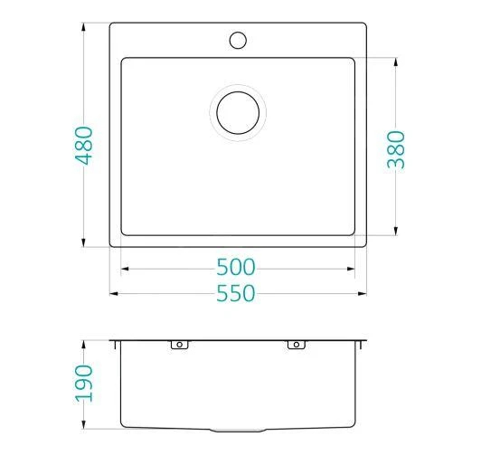 Alveus Quarto - Spoelbak 550x480 Mm, Rvs 1124382 - Afbeelding 2