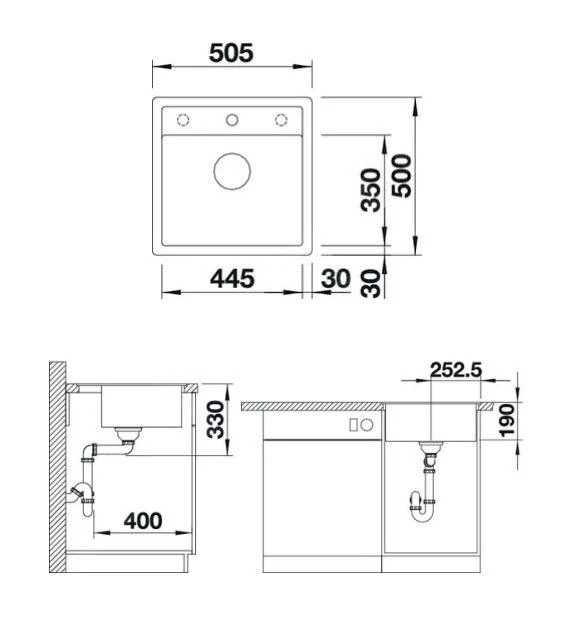 Blanco Dalago 5 - Silgranit Spoelbak, 505x500 Mm, Met Afvoerregeling, Coffee 518536 - Afbeelding 2