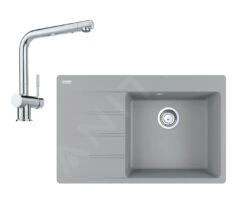 Franke Sets - Set G224, Fragraniet Spoelbak CNG 611-78 TL/7 En Keukenkraan Samoa, Grijze Steen/chroom 114.0650.802