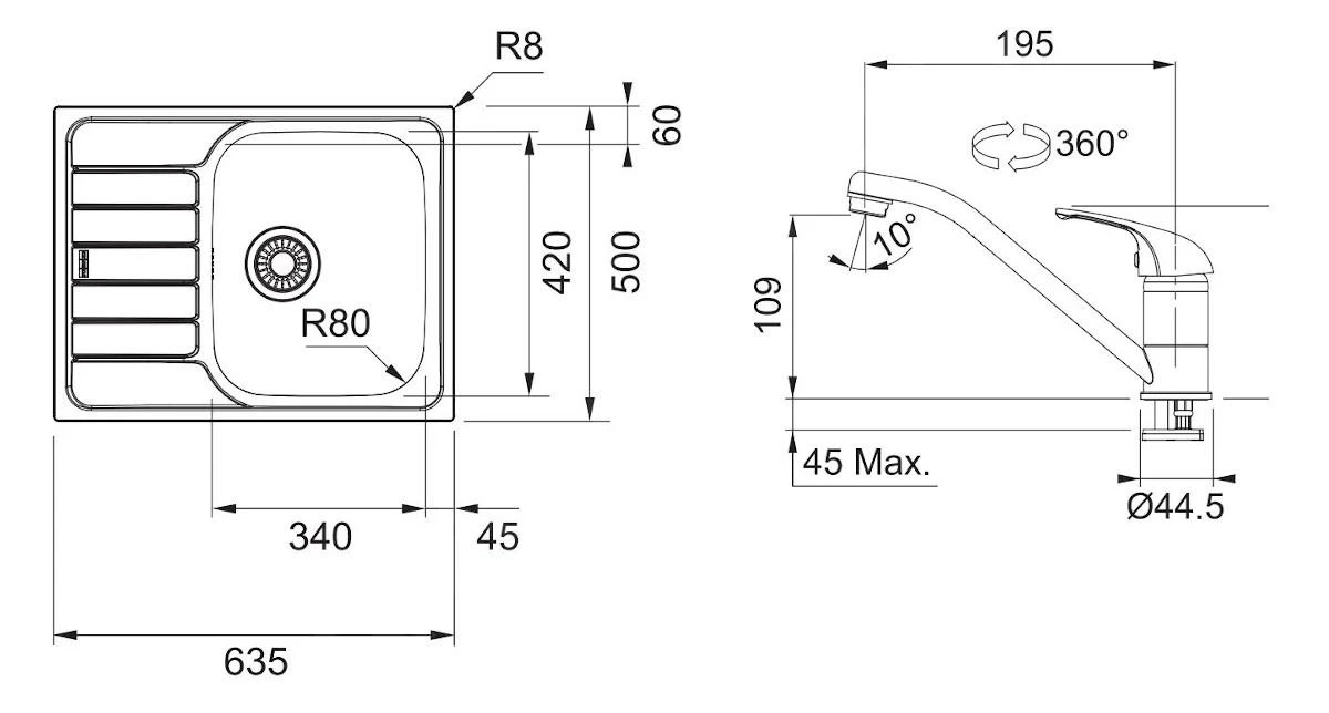 Franke Sets - Set N76, Rvs Spoelbak SKN 611-63 En Keukenkraan FB 250.031, Rvs/chroom 101.0618.837 - Afbeelding 2