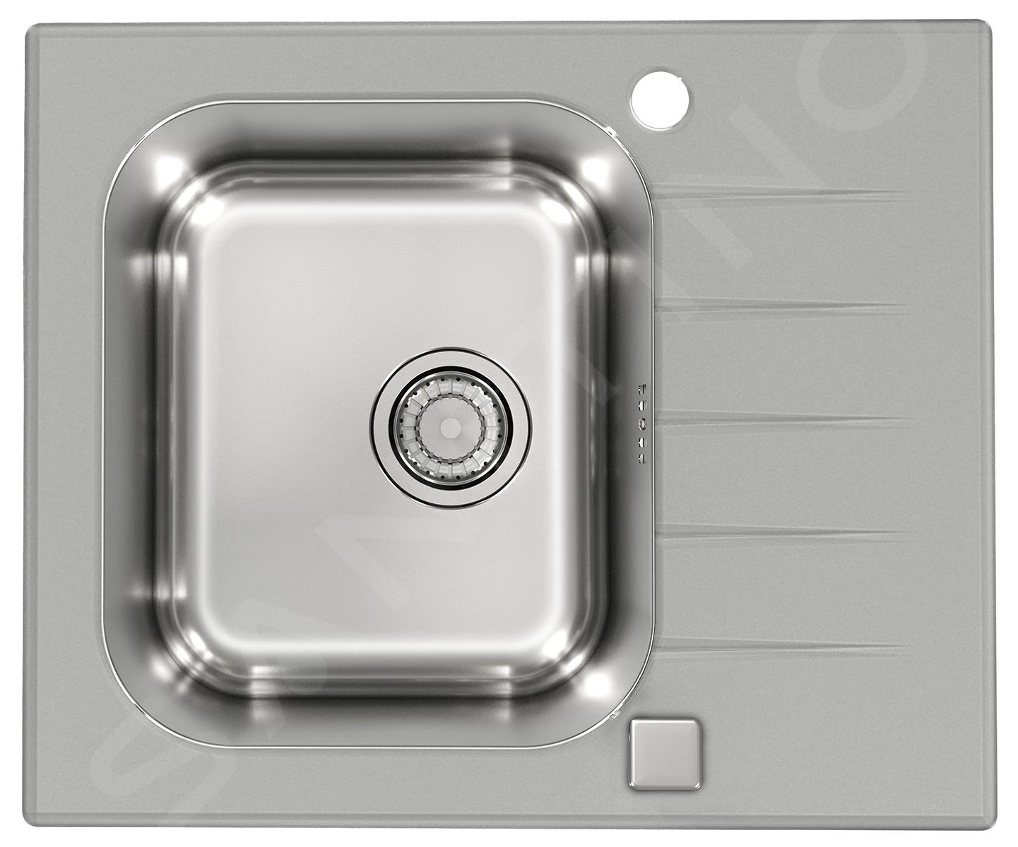 Alveus Altone - Spoelbak 600x500 Mm, Met Draaiknopbediening, Grijs Glas/rvs 1130526