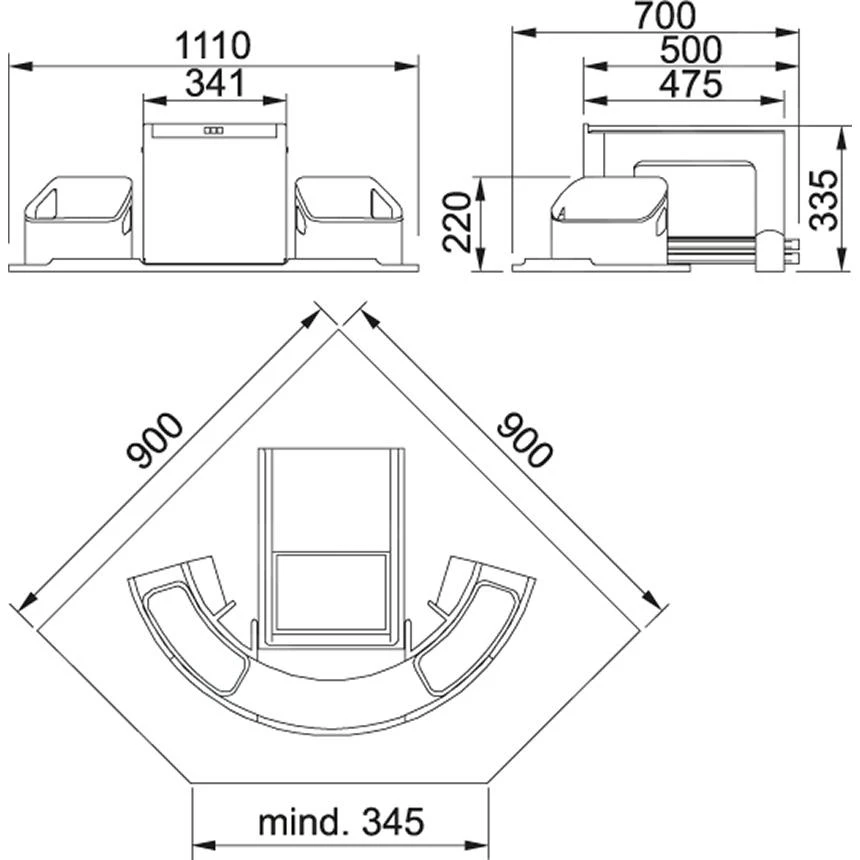 Franke Cube - Inbouw Afvalemmer Hoekmontage Cube 134.0055.286 - Afbeelding 2