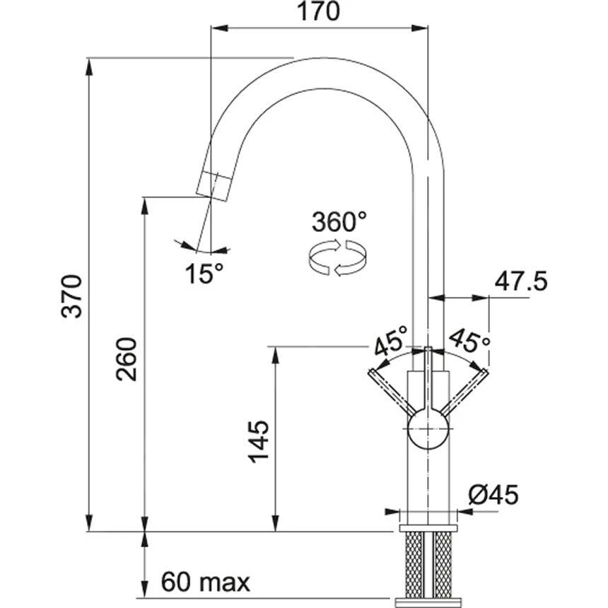 Franke Sets - Set G218, Fragraniet Spoelbak CNG 611-78 TL/2 En Keukenkraan FP 0408.031, Grijze Steen/chroom 114.0650.817 - Afbeelding 3