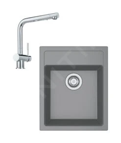 Franke Sets - Keukenset T50, Tectonite Spoelbak SID 610-40 En Keukenkraan Samoa, Grijs/chroom 114.0508.402