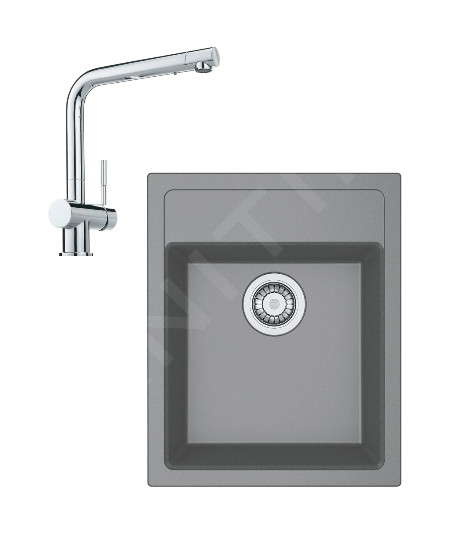 Franke Sets - Keukenset T50, Tectonite Spoelbak SID 610-40 En Keukenkraan Samoa, Grijs/chroom 114.0508.402