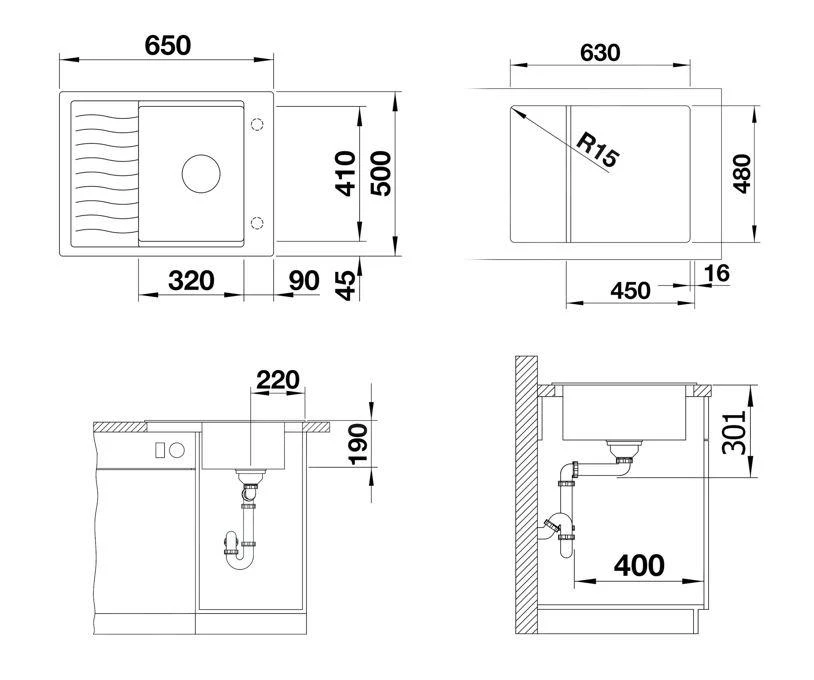 Blanco Elon 45 - Silgranit Spoelbak, 650x500 Mm, Met Toebehoren, InFino, Aluminium 524826 - Afbeelding 2
