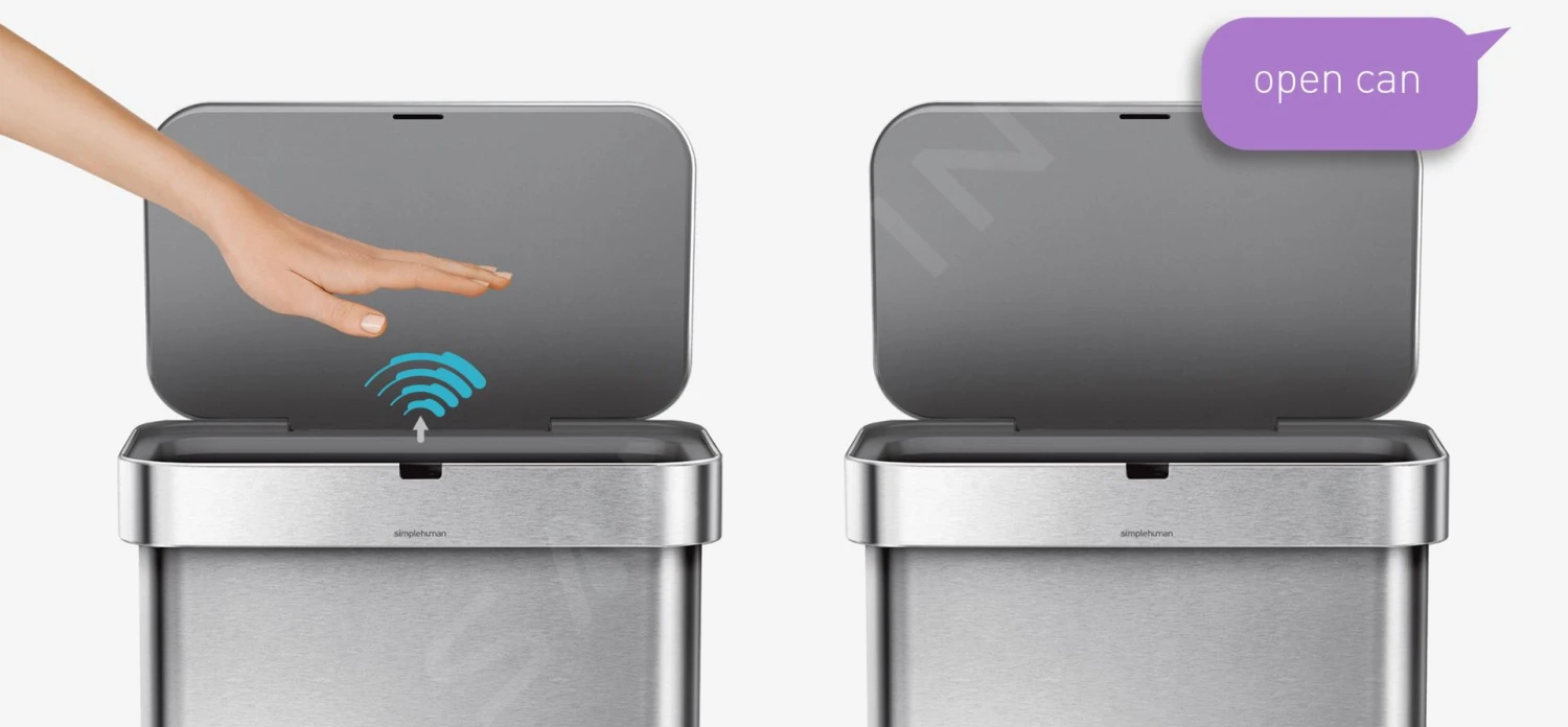 Simplehuman Afvalemmers - Afvalemmer Met Spraak- En Bewegingssensor, 58 L, Gebrosteld Rvs ST2031 - Afbeelding 7