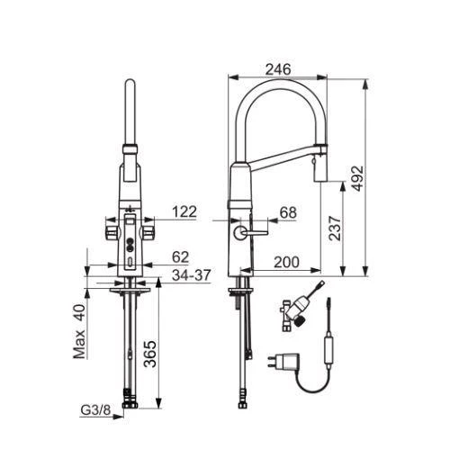 Hansa Fit - Hybrid Elektronische Keukenkraan, Elektronische Stopkraan, Zwart/chroom 65262213 - Afbeelding 2