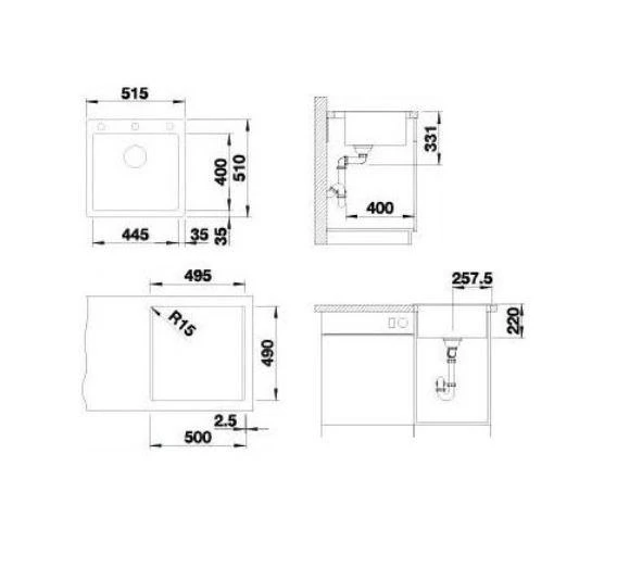 Blanco Pleon 5 - Silgranit Spoelbak, 515x510 Mm, Tartufo 521675 - Afbeelding 2