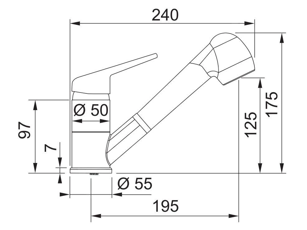 Franke Kranen - Keukenkraan FC 9547.031, Met Uittrekbare Sproeikop En Straalschakelaar, Chroom 115.0347.111 - Afbeelding 2