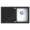 Alveus Karat - Spoelbak 860x500 Mm, Met Draaiknopbediening, Zwart Glas/rvs 1103657