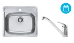 Alveus Sets - Set Spoelbak More 10, Keukenkraan Riviera + Cadeau, Chroom SETA738