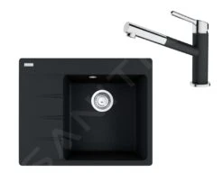 Franke Sets - Set G223, Fragraniet Spoelbak CNG 611-62 TL/7 En Keukenkraan FC 3055.071, Onyx/chroom 114.0650.776